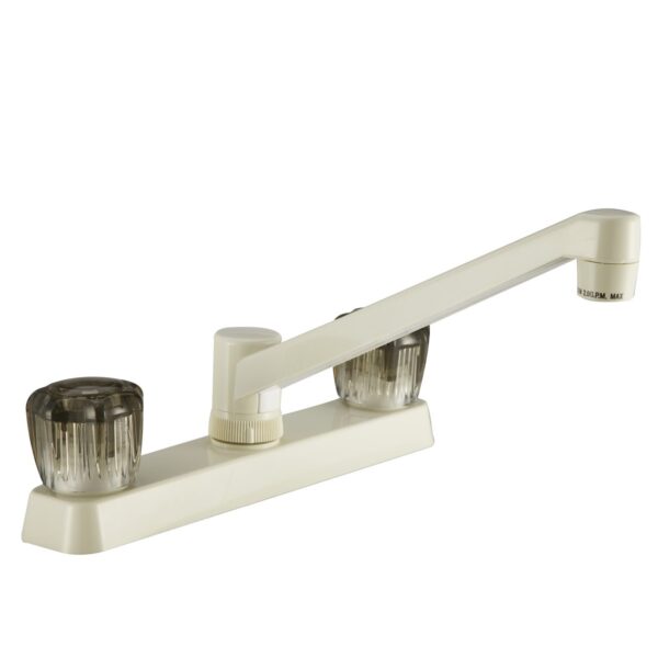 Dura Faucet 2-Knob Low Arc Kitchen Faucet, 8 Inch, White