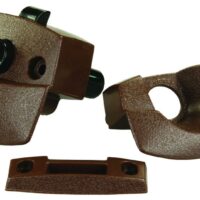 JR Products Entry Door Handle, Push Button, Brown Plastic