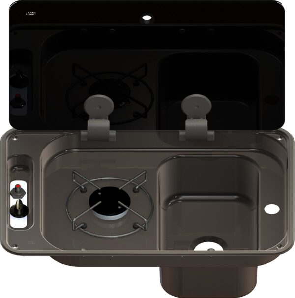 Suburban RV Cooktop with Sink, 1-Burner, Propane, 4900 BTU, Stainless Steel