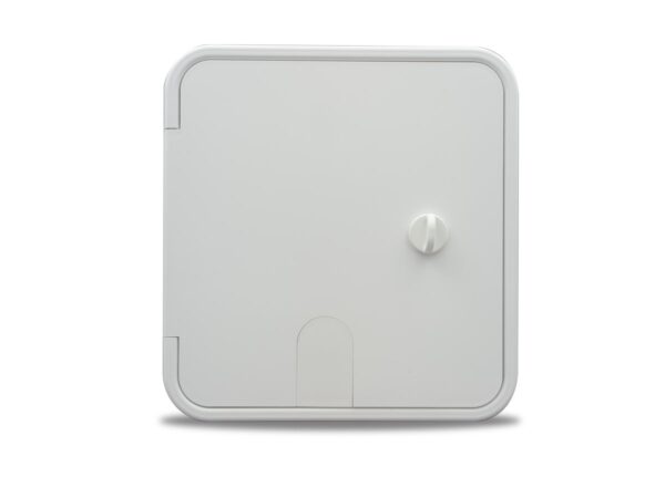 B&B Molders Electrical Cord Hatch, 8 x 8 Inch Rectangular, Polar White with Thumb Lock