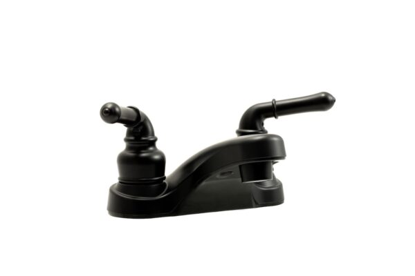 Dura Faucet Lavatory Faucet with Mid Arc Spout, Teapot Handles, Matte Black