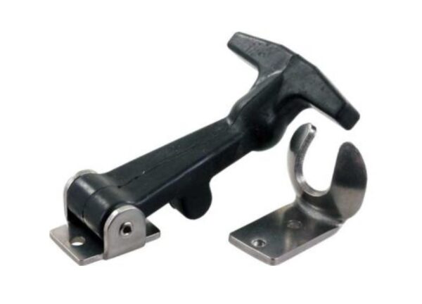 JR Products Hood Latch with Bracket, Rubber, Silver and Black