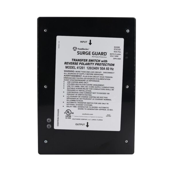 Southwire 50A Automatic Power Transfer Switch, 120/240 Volt, Black, Wall Mount