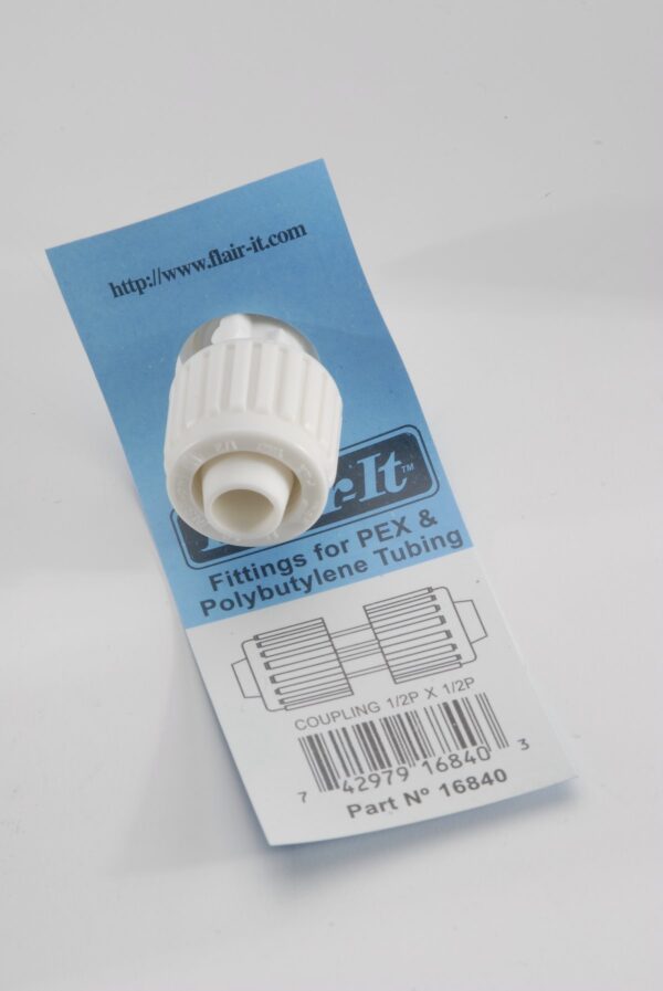 Elkhart Supply 1/2 Inch Compression Coupling, White, Matte