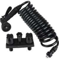 Dura Faucet Exterior Spray Port with 15-Foot Hose, 7 Spray Settings, Black