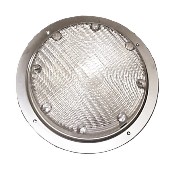 Arcon LED Porch Light, 8-1/2" Round, 27W, Clear Lens, Silver Base