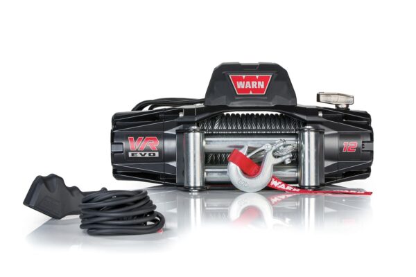 WARN VR EVO 12 12,000 lb Electric Winch, Steel Line, Fixed Mount, Black