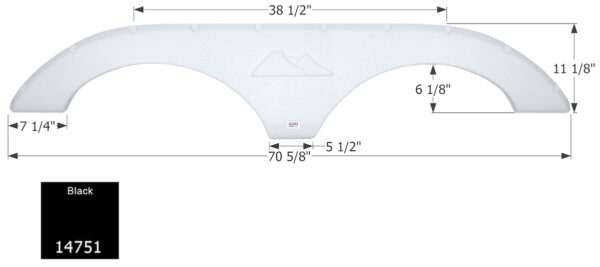 Icon Fender Skirt for Keystone Cougar, 70-5/8" x 11-1/8", Black