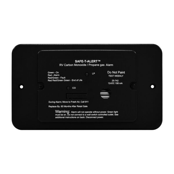MTI Industries Carbon Monoxide and Propane Detector, Black, 12 Volt Hardwire, with Valve