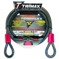 Trimax Security Cable, 12 Feet, 12mm Braided Steel, No Lock