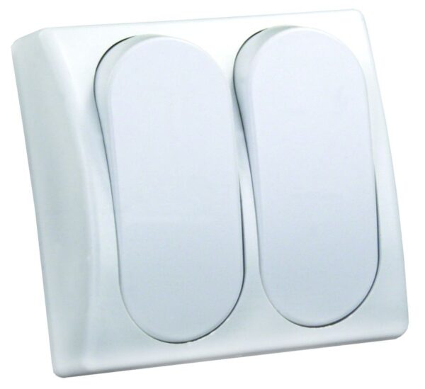 JR Products Dual Rocker Switch, SPST, Constant, 5-13A, White