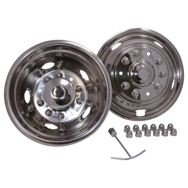 Coast To Coast 19.5 Inch Wheel Simulator, 10 Lug, Dual Rear, Polished Stainless