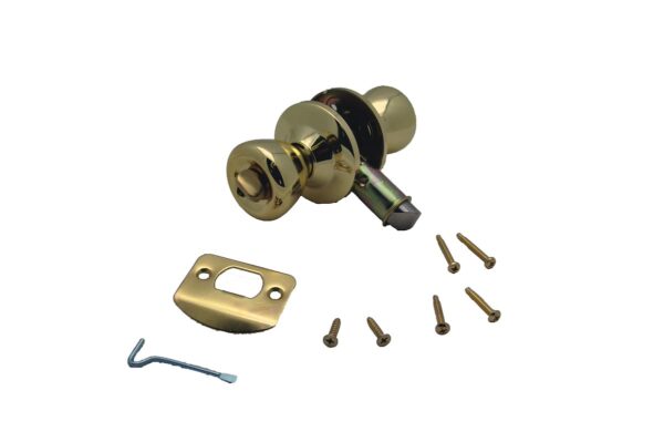 AP Products Privacy Door Knob, Gold Brass, 3/8" or 2-3/4" Backset