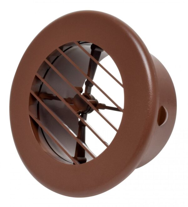 Valterra Heating/Cooling Register, 4" Round Ceiling, Walnut Plastic, No Damper