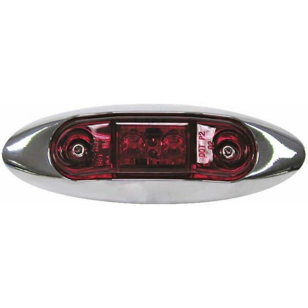 Peterson Oval LED Clearance Light, Red Lens, Silver Housing