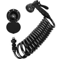 Dura Faucet Quick Connect Exterior Spray Port, Black, 15 Foot Coiled Hose
