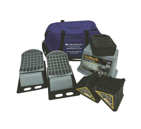 Stromberg Carlson Trailer Leveling Kit with Four Wheel Chocks and Storage Bag