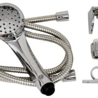 Phoenix Products Hand-Held Shower Head, Silver Plastic with Chrome Plating, with Hose
