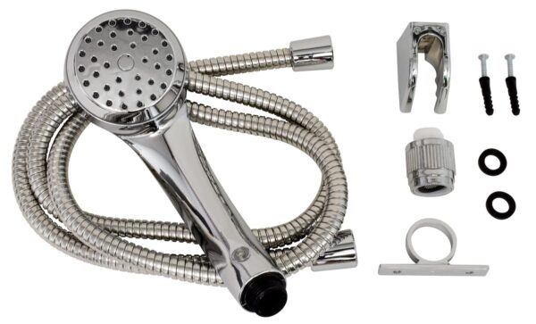 Phoenix Products Hand-Held Shower Head, Silver Plastic with Chrome Plating, with Hose