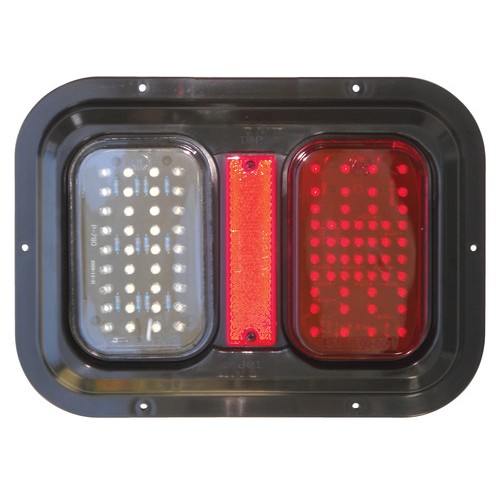 Valterra LED Stop/Tail/Turn Trailer Light, Amber/Red, 11" × 8", 104 Diodes