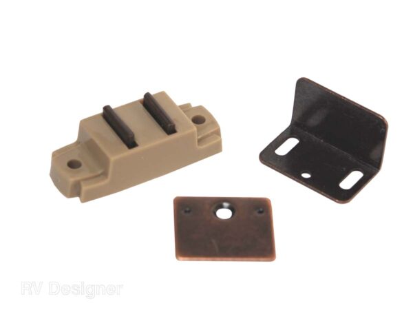 RV Designer Magnetic Door Catch, Brown Plastic, 1-1/8 Inch