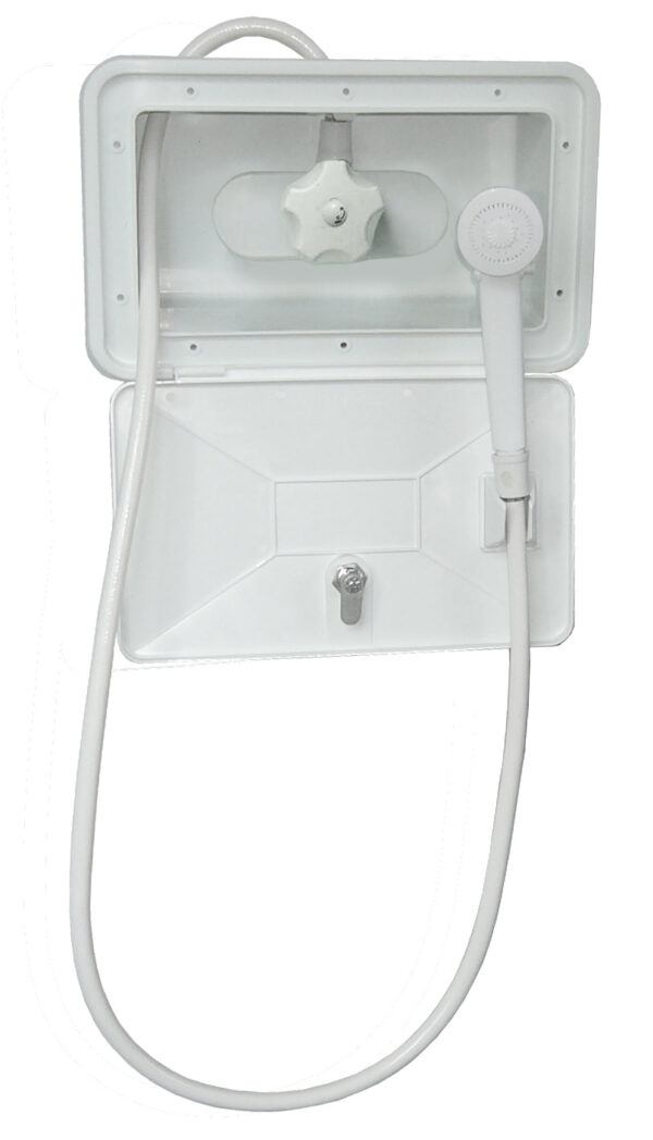 Empire Exterior Shower Kit, Hand-Held Head, White, 13-11/16" x 8-5/8", with 4.9-ft Hose