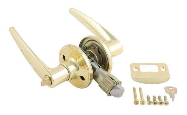 AP Products Entry Door Handle, Privacy Lock, Lever, Gold