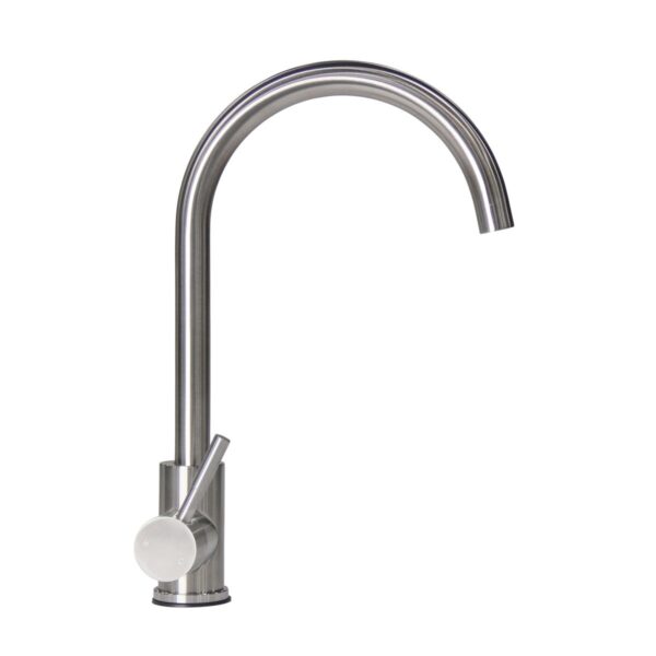 Lippert Single Hole Kitchen Faucet, Stainless Steel, High Arc, Silver