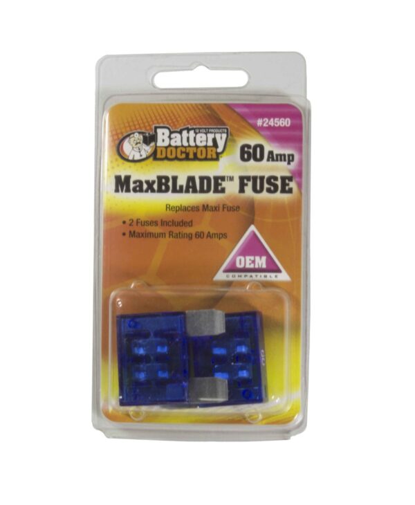 WirthCo Battery Doctor Blue Blade 60 Amp Maxi Fuse, Pack of 2