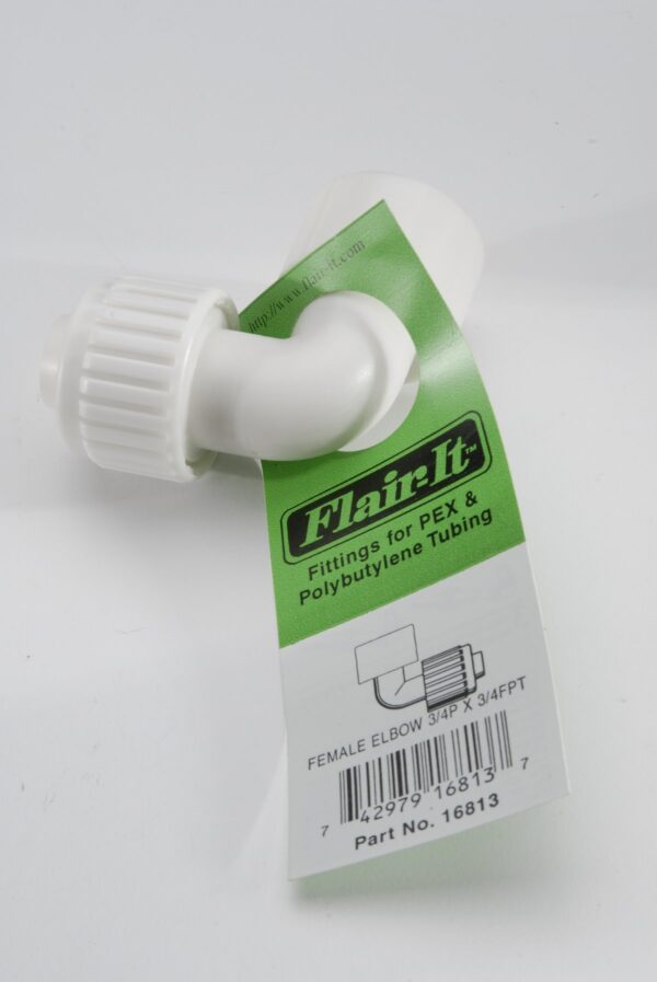 Flair-It Compression to Female Thread Elbow, 3/4 Inch, 90 Degree, White