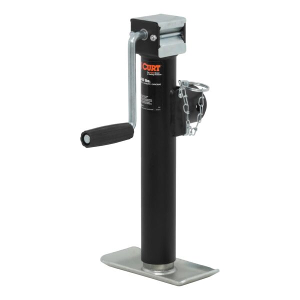 CURT Pipe-Mount Swivel Trailer Tongue Jack, 2,000 lb, Round Sidewind