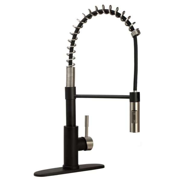 Dura Faucet RV Kitchen Pull-Out Faucet, Matte Black and Silver