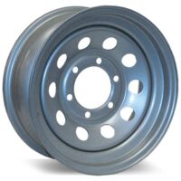 Americana Trailer Wheel, 15x6, 5x4.50 Bolt Pattern, Steel, Morton Silver