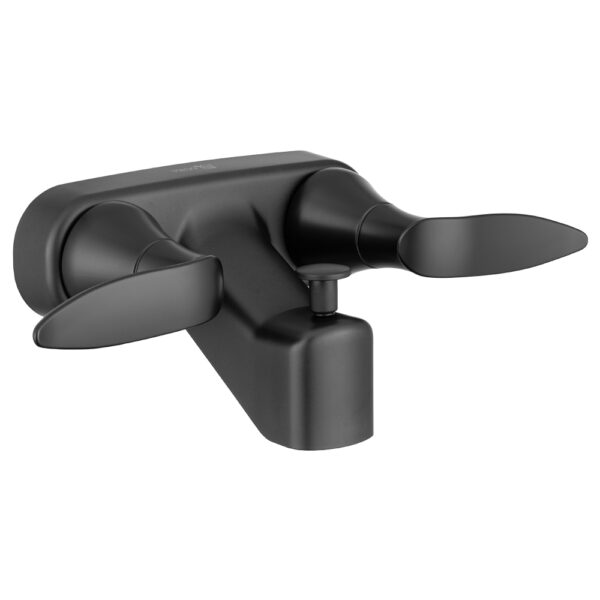 Dura Faucet Tub Shower Faucet, 4 Inch Wall Mount, Dual Lever, Black