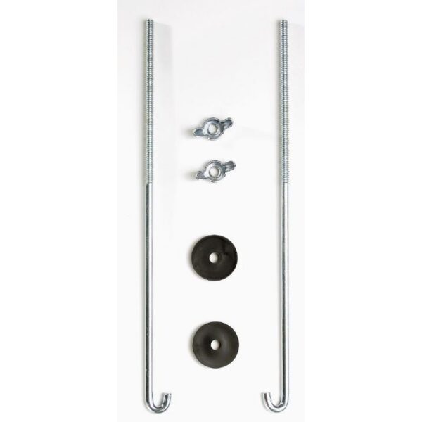 East Penn Battery Hold-Down Bolt, J-Type, 8 Inches, Steel, Silver, Set of 2