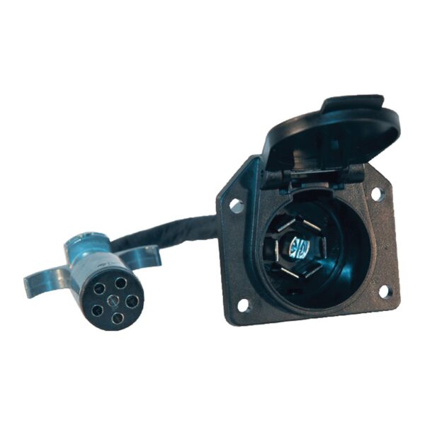 Husky Towing Trailer Wiring Connector Adapter, 7 Blade to 6 Pin, Black