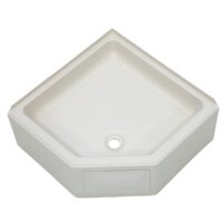 Lippert Hexagonal Shower Pan, 27 x 27 Inch, Parchment White