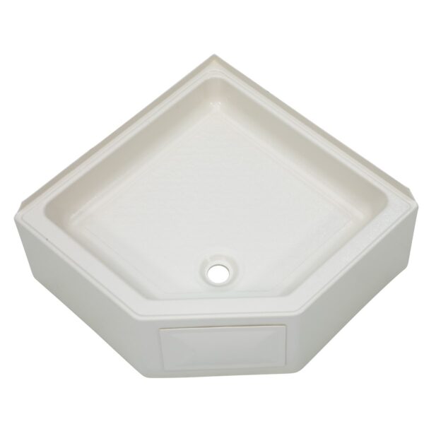 Lippert Hexagonal Shower Pan, 27 x 27 Inch, Parchment White