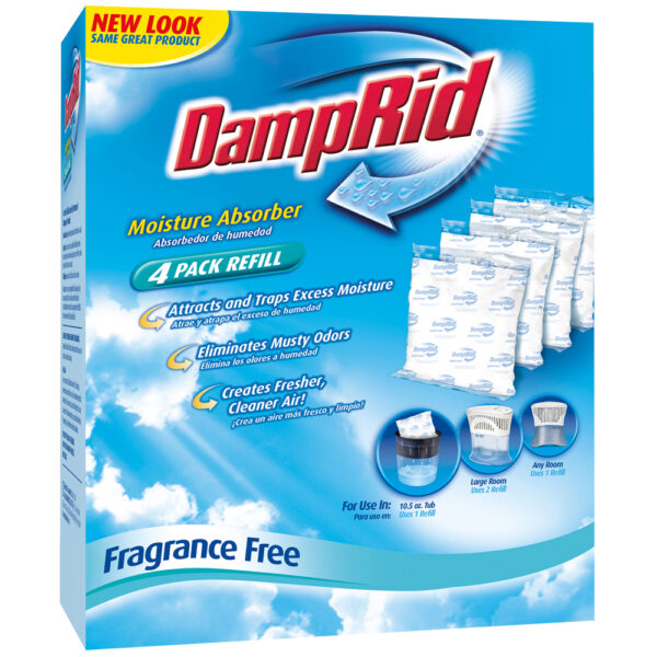 WM Barr DampRid Moisture Absorber, Four Pack 10.5 Ounce Pouches