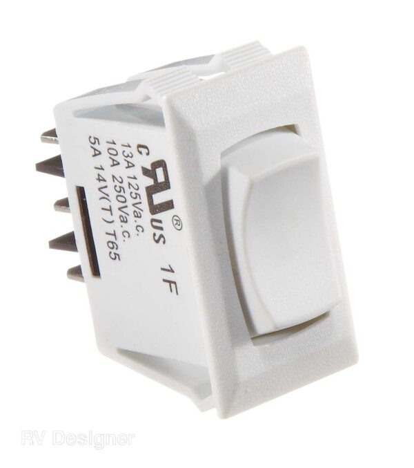 RV Designer 14V 10A Three-Position Momentary Rocker Switch, White