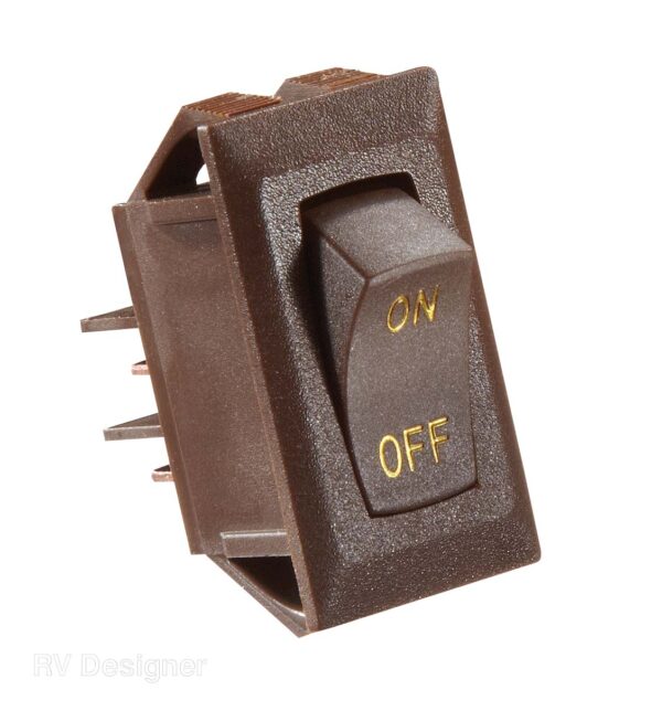 RV Designer 14V 10A Rocker Switch, Brown