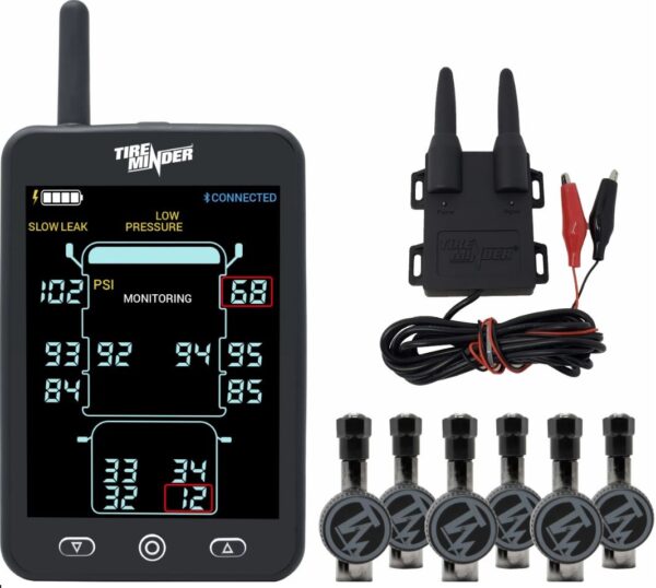 Minder Research TireMinder A1 AS TPMS, 6 Flow-Through Sensors, 5.5 Inch Display