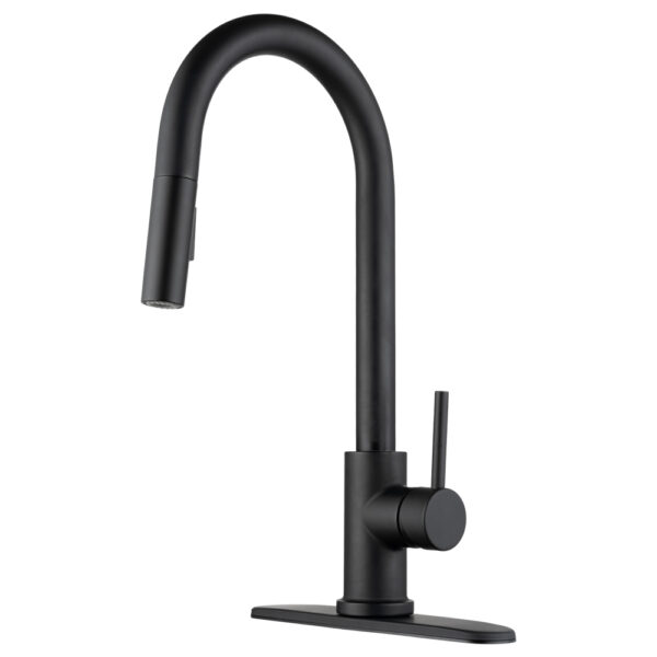 Dura Faucet Hi-Arc Single-Lever Pull-Out RV Kitchen Faucet, Matte Black