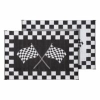 Faulkner 9 by 6 Foot Reversible Patio Mat, Black and White Checkered