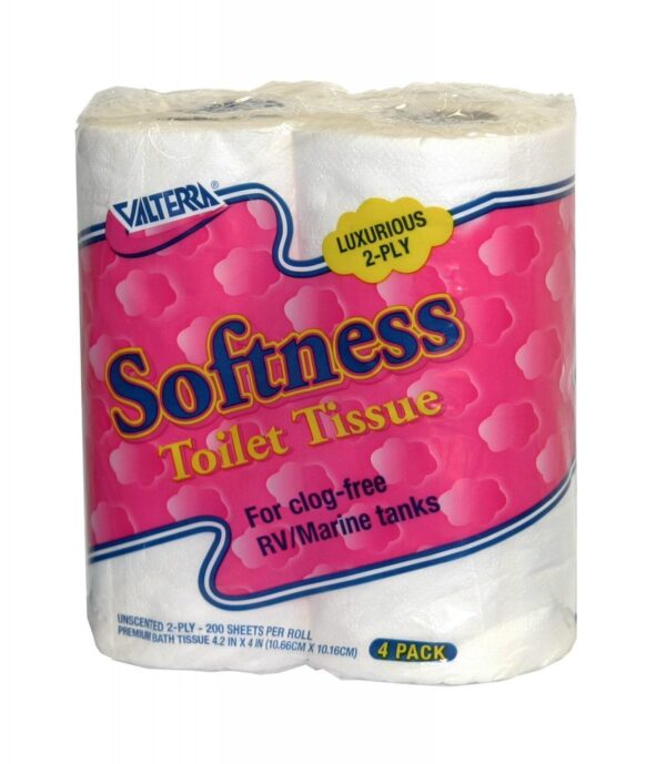 Valterra RV Toilet Tissue, 2-Ply, 200 Sheets, Pack of 4