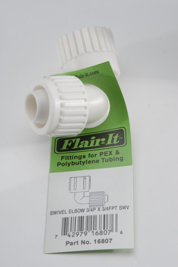 Elkhart Supply Compression to Female Swivel Elbow, 3/4 Inch, 90 Degree, White