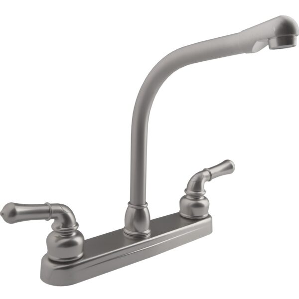 Dura Faucet RV Kitchen Faucet, High Arc, Teapot Handles, Silver