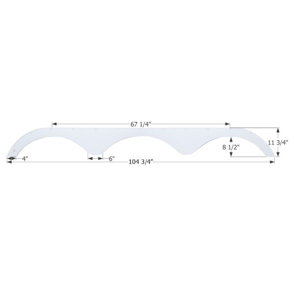 Icon RV Fender Skirt, Single Axle, Polar White, 104-3/4 Inch