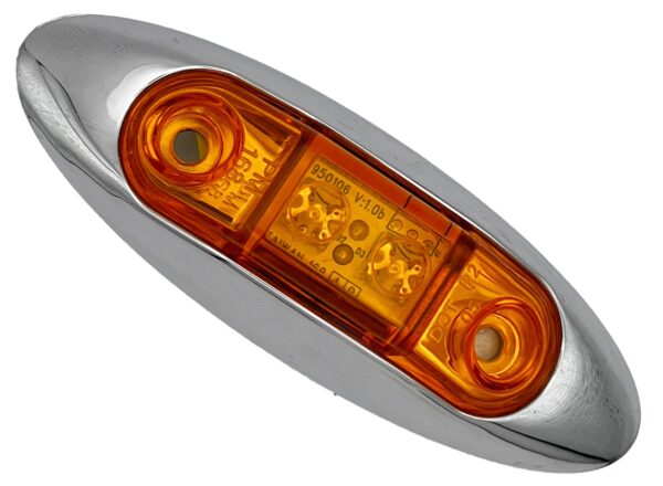 RV Designer Oblong Marker Light, Clear Lens, Amber LED, Multi-Volt, 1.35 x 3.95 Inch