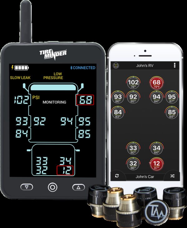 Minder Research TireMinder A1 AS TPMS, 6 Sensors, 5.5 Inch Display, Smart Technology Compatible